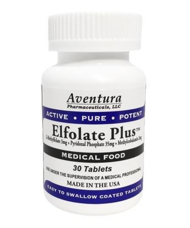 ELFOLATE Plus 3mg L-Methylfolate Methyl Folate Methylfolate Medical Food Supplement Doctor Recommended Professional Strength Active Pure Potent 30 Tablets
