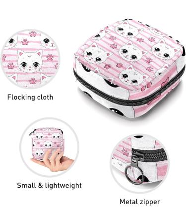 Cute Pink Cats Claw Stripe Pattern Sanitary Napkin Storage Bag - Portable Period Pouch for Women and Teens - Multi-Colored - Buy Online on GoSupps.com