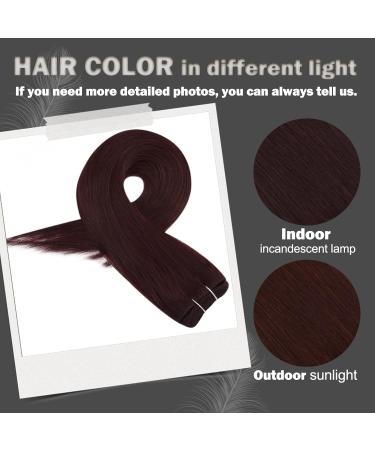 Moresoo 100g Wine Red Human Hair Weft Extensions 14 Inch #99J - Pack of 1 | Real Human Hair Weft - Buy Online on GoSupps.com