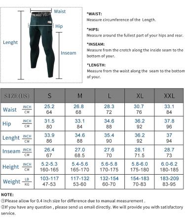 GAOQSEMG Men's Thermal Compression Pants with Pockets - Black/Dark Green - Medium - Buy Online on GoSupps.com