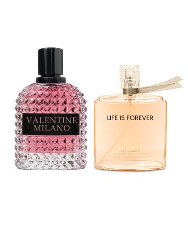 Women's Perfume Combo Set Milano Women&Life is Forever Floral Fruity Fragrance Eau De Parfum Elegant 100ml Bottle Natural Spray Each for Daily Used Milano&Life is Forever