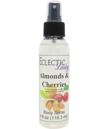 Almonds And Cherries Body Spray Body Mist for Women with Clean Light & Gentle Fragrance Long Lasting Perfume with Comforting Scent for Men & Women Cologne with Soft Subtle Aroma For Daily Use Regular Strength 4 Fluid Ounces
