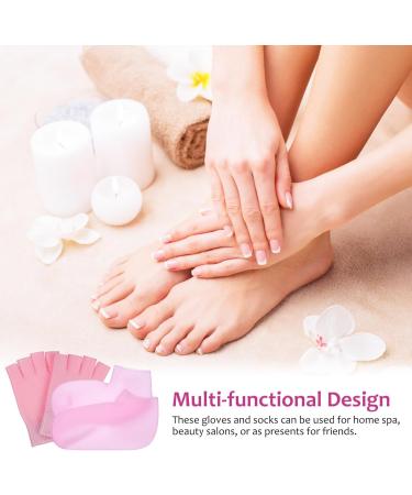 Healeved Moisturizing Gloves and Socks Set 2 Pairs Soft Silicone Gloves and Socks Gel Spa Hydrating Gloves Moisturizing Therapys Sock for Repairing Dry Cracked Hands Feet - Buy Online on GoSupps.com