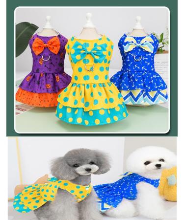 Barrageon Dogs Kneid Sweet Princess Rock Clothing for Small & Medium Pets Bowknot Summer Outfit for Puppies & Cats (Blue S 20 cm Back Length) - Buy Online on GoSupps.com