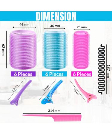 ZABLEE 33pcs Hair Rollers With Clips- 18 Self Grip Rollers -12 Duckbill Sectioning Clips -2 Comb -1 Braid Device For Hair curlers Roller for Long/short Hair Curly. Size 44mm 36mm 25mm For Adults-Kids - Buy Online on GoSupps.com