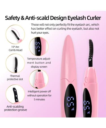 Heated Eyelash Curler - Portable & Rechargeable with Intelligent Power Off | Quick Heating 24H Long Lasting - Pastel Pink - Buy Online on GoSupps.com
