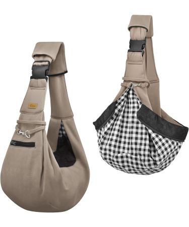 Cuby Dog & Cat Carrier Bag - Adjustable Straps Zip Pocket Small Dog Travel Bag (Gray Push Button Coffee Brown) - Buy Online on GoSupps.com