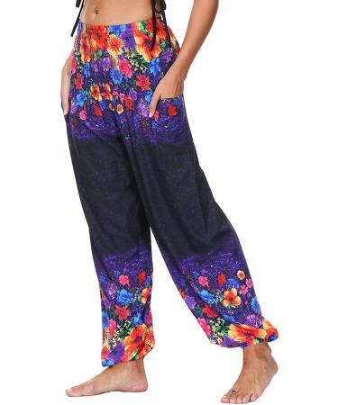 Haiorziyou Women's Baggy Hippie Jogging Pants | Boho Light Harem & Beach Yoga Pants | Comfortable Summer Aladdin Pants in Red - Buy Online on GoSupps.com