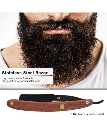 Vaorwne Stainless Steel Folding Razor Knife - Premium Barber Shaving Tool with Wooden Handle for Precision Beard Grooming - Buy Online on GoSupps.com