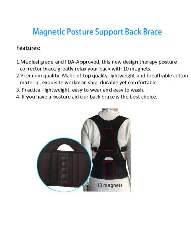 Magnetic Therapy Posture Support Back Brace - FDA Approved Adjustable Corrector for Neck Back & Spine Pain Relief - Medical Grade XXL Support Belt - Buy Online on GoSupps.com