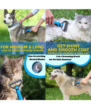 AUDALA Pet Dematting Comb Double Sided Dematting and Shedding Brush Undercoat Rake Comb for Dogs and Cats Dedicated Pet Grooming Tools - Buy Online on GoSupps.com