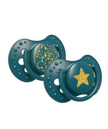 LOVI Silicone Dynamic Pacifier 6-18 2 pieces Stardust Green
