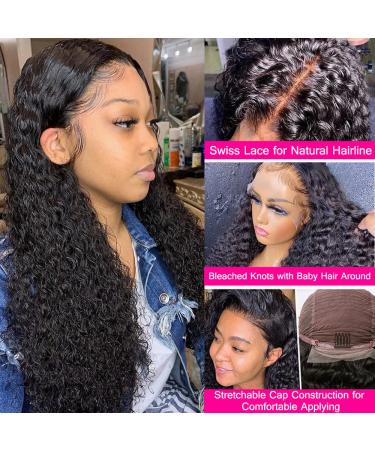 Hepoiss 28 Inch Deep Wave Human Hair Lace Front Wig | HD Lace Frontal Wig for Women | Natural Black Color, Pre-Plucked and Glueless - Buy Online on GoSupps.com