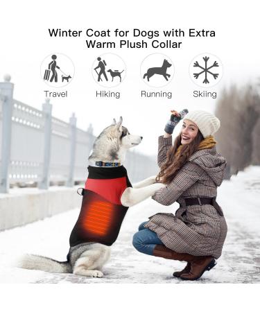 Warm Waterproof Dog Coat for Small & Medium Dogs | Winter Jacket with D-Ring | Red Windproof Dog Jacket - Buy Online on GoSupps.com