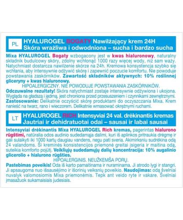 MIXA Hyalurogel Rich MOISTURISING iv Cream sensitive skin dehydrated 50ml - Buy Online on GoSupps.com