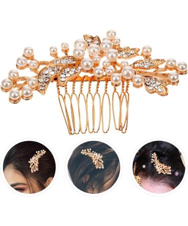 Beavorty Pearl Hair Comb Decorative Women Hair Comb Rhinestone Hair Comb Wedding Bridal Hair Comb Golden - Buy Online on GoSupps.com