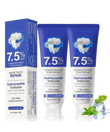 7.5 nHAP Hydroxyapatite Toothpaste - Nano Hydroxyapatite Whiteing Teeth | Enamel Repair | Fluoride-Free | Deep Cleaning Care Oral Health | Breath Freshening | Mild Mint | Sensitive Tooth (2)