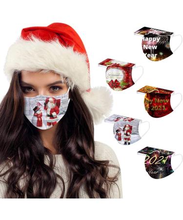 ZQP BEUU 50PCS Happy New Year 2021 Disposable_Face_M sks with a Elastic Earloop for Adult Multiple Pattern Combinations 3-ply Face Facial Protection Pads for Party High Filtration and Ventilation - Buy Online on GoSupps.com