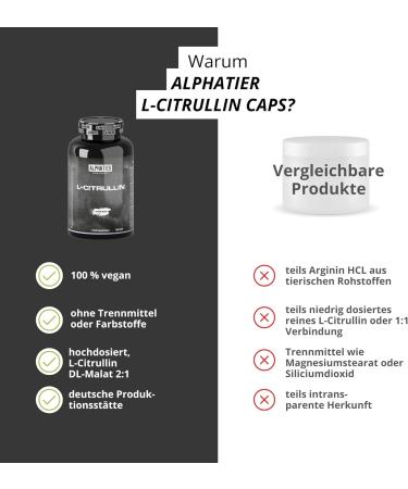 Alphatier L-Citrulline Malate Capsules - 360 Vegan Caps | High Dose Champion Quality | No Additives - Premium 2:1 Formula - Buy Online on GoSupps.com