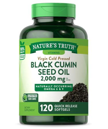 Nature's Truth Black Seed Oil Pills | 2 000mg | 120 Softgels | Virgin Cold Pressed Cumin | Non-GMO and Gluten Free Supplement
