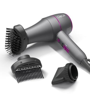 SupSilk Compact Hair Dryer with Comb, Volumizer Brush, Nozzle Attachment 3-in-1 Blow Dryer, Hairdryer for 1a to 4c Curly Hair, Professional Lightweight Turbo AC Motor 1800W Fast Drying and Cool Shot