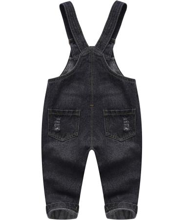KIDSCOOL SPACE Baby Boy Girl Jean Overalls | Ripped Denim | Toddler Workwear | 2-3 Years | Black-2079 - Buy Online on GoSupps.com