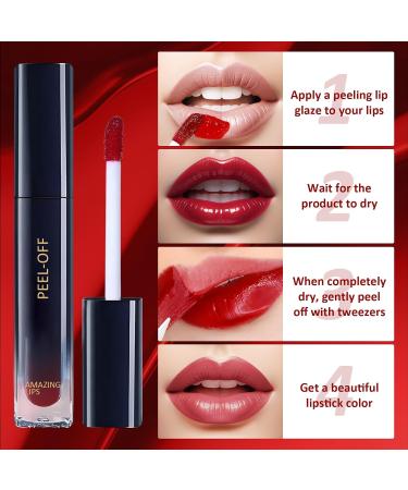 3 Colors Peel Off Lip Liner Stain - Waterproof Long Lasting Transfer Proof Red Lip Tint | Matte Finish & Highly Pigmented - Buy Online on GoSupps.com