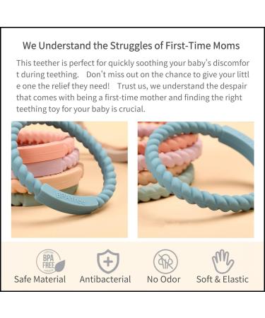Baeymonkay BPA-Free Silicone Teething Rings - 3-Pack Teething Toys for Babies 6-12 Months - Baby Teething Relief in Blue, Green, and Sand - Buy Online on GoSupps.com