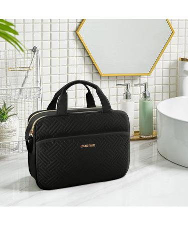 BAGSMART Large Travel Toiletry Bag - Water-resistant Organizer for Makeup, Shampoo & Toiletries | Black Medium Size - Buy Online on GoSupps.com