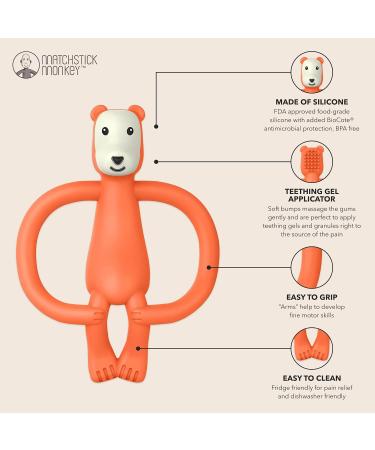 Matchstick Monkey Bramble Bear Silicone Teether | BPA Free | Antimicrobial | Easy to Grip | Gel Applicator | 11cm | 3 Months - Buy Online on GoSupps.com