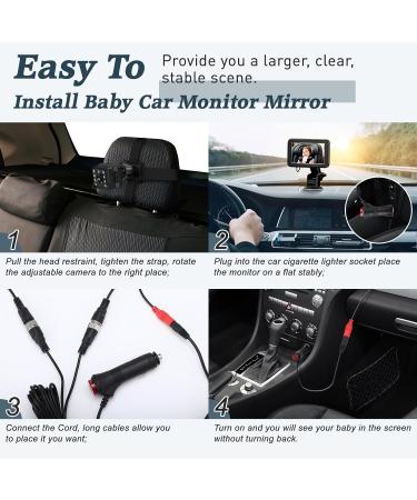 Baby Car Mirror for Back Seat | Welltop 5'' HD 1080P Baby Car Camera | 360 Night Vision & Shockproof | Essential Car Accessories for New Parents - Buy Online on GoSupps.com