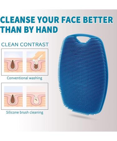 Men's Premium Soft Silicone Body Scrubber for Nourishing Cleaning & Exfoliating - Lather Boosting Bristles, Ergonomic Handle, Easy to Clean (Blue, 1pc) - Buy Online on GoSupps.com