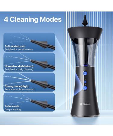 Ear Wax Removal Upgraded Ear Cleaner with Dual Water Tank Electric Ear Cleaning Kit with Water Temperature Sensor Effective & Safe Ear Wax Removal Kit lPX6 Waterproof 4 Pressure Modes USB-C Cable Black - Buy Online on GoSupps.com