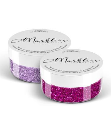 MARBLERS Cosmetic Grade Fine Glitter Duo Hot Plum & Light Purple 0.36oz (10g) | Non-Toxic | Vegan | Cruelty-Free | Eyeshadow Nail Polish Nail Art | Festival Rave & Party Makeup | Body & Face Fine Glitter 10g Duo Plum & Purple