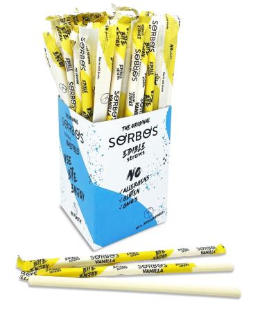 Sorbos Edible Straws Vanilla Flavored Sustainable Individually Packaged No Plastic No Allergens No Gluten Eco Friendly 7.4 inches long (Pack of 200)