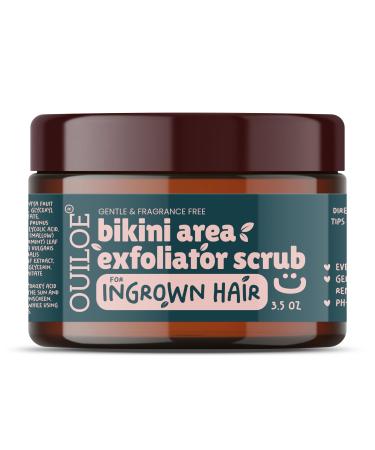 Bikini Area Exfoliator Scrub for Ingrown Hair - Inner Thigh Blackhead Remover - Skin Exfoliator for Body - Safe for Sensitive Skin Fragrance Free Non Comedogenic pH Balanced 3.52 oz by Ouiloe