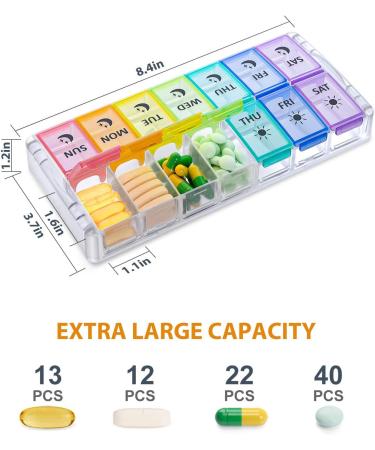 Pill Organizer 2 Times a Day Fullicon Quick Fill Large Weekly AM PM Pill Box - Rainbow, 7 Day Medicine Organizer - Patent Registered - Buy Online on GoSupps.com