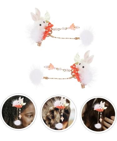 Gadpiparty 1 Pair bunny hairpin hanfu accessories rabbit hair pin furry balls barrettes chinese hanfu hair clips hair clips for toddlers lovely hair clips earphone the flowers Metal child - Buy Online on GoSupps.com