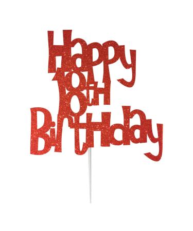 Happy 18th Birthday Cake Topper Decoration in Fun Style (Made in UK) - Red
