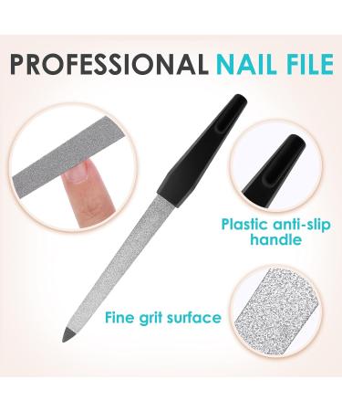 Lusofie 6Pcs Professional Diamond Nail File Double Sided Nail Files Metal Nail File with Non-Slip Handle Manicure Tool Accessories for Home Salon - Buy Online on GoSupps.com
