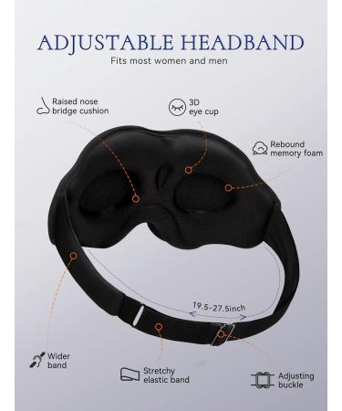 Premium Sleep Masks for Men & Women - 3D Contoured Blackout Eye Cover for Travel Side Sleepers & Lash Extensions - Soft Memory Foam Available in Black & Blue - Buy Online on GoSupps.com