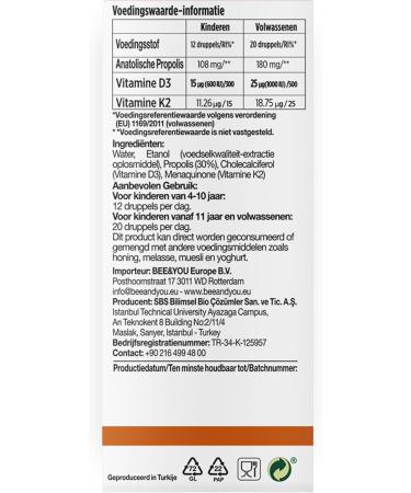 BEE and You 100% Natural Propolis Extract | Vitamin D3 K2 High Potency Immune Support Supplement Antioxidants Natural Detox Keto Paleo Gluten-Free | 1 Fl Oz - Buy Online on GoSupps.com