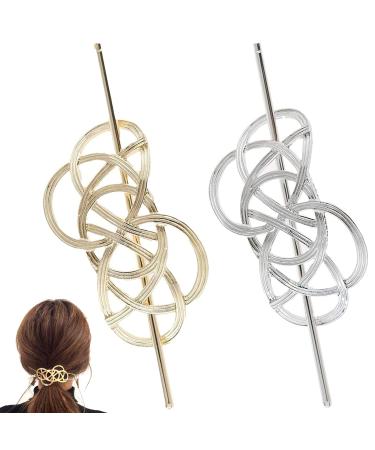Elegant Retro Hair needle 2 pieces vintage hair needle made of metal vintage hollow out hair clips geometric hair clips chinese ladies hair sticks headgear hair needles for woman