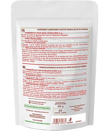 Organic White Ginseng Powder 25 servings 50 g White Ginseng Powder Adaptogen Energy Vitality Anti-Fatigue Nervous Balance Libido - Buy Online on GoSupps.com