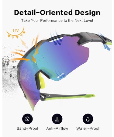 Qonoic Photochromic Cycling Sunglasses | Polarized UV Protection | Master Grey/Green - Buy Online on GoSupps.com