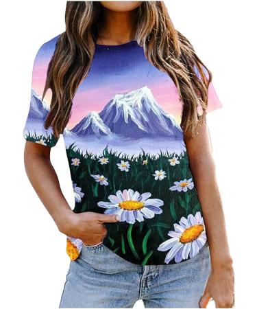 Women's Custom Cotton Shirt | Short Sleeve Crew Neck Fashion T-Shirt in Purple | X-Large - Buy Online on GoSupps.com