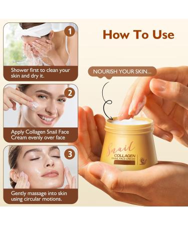 fugit Snail Collagen Face Cream - Collagen Hydrating Anti-Wrinkle and Rejuvenating Cream Snail Collagen Face Rejuvenation Cream Moisturizer for Women (2) - Buy Online on GoSupps.com