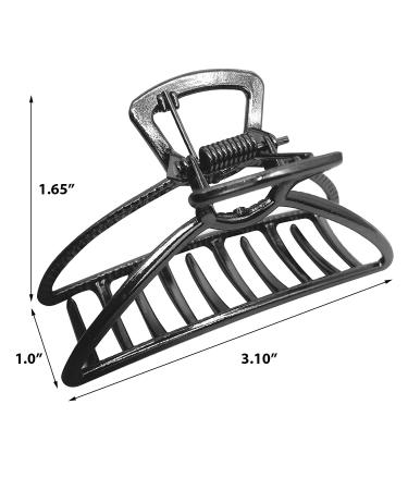 2Pcs Large Metal Claw Hair Clips for Thick Hair - Silver+Black Hair Barrette Jaw Clamp for Styling Half Bun - Non-slip Hair Accessories for Women and Girls - Buy Online on GoSupps.com
