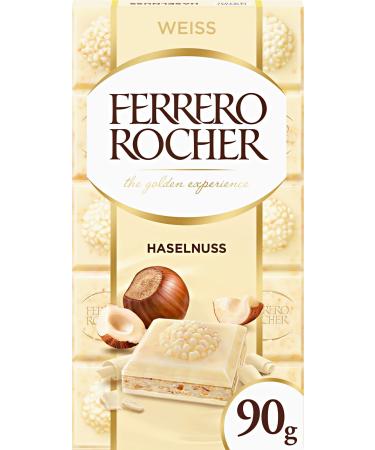 Ferrero Ferrero Rocher Pack of 3 white chocolate bars with hazelnuts 90g White chocolate filled with hazelnut cream and hazelnut pieces