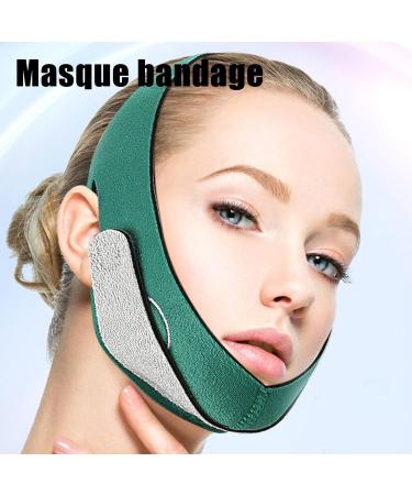 V Shaped Face Masque for Sagging - Breathable Elastic Double Chin Lift Bandage V Lines Face Lifting Strap Hook and Loop Chin and Cheek Lifting Bandage for V Face Lift Green - Buy Online on GoSupps.com